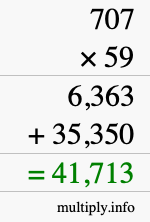 How to calculate 707 times 59 using long multiplication
