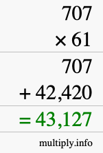 How to calculate 707 times 61 using long multiplication How to calculate 707 times 61 using long multiplication