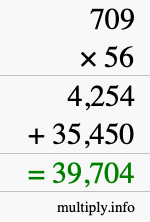 How to calculate 709 times 56 using long multiplication