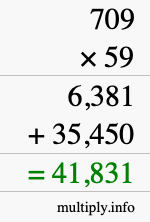 How to calculate 709 times 59 using long multiplication