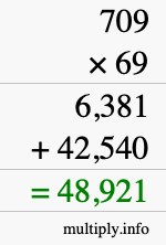 How to calculate 709 times 69 using long multiplication