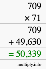 How to calculate 709 times 71 using long multiplication