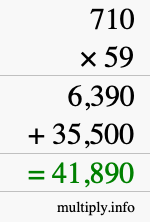 How to calculate 710 times 59 using long multiplication