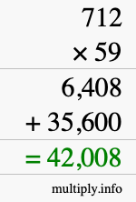 How to calculate 712 times 59 using long multiplication