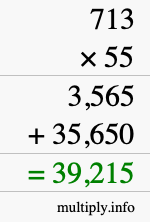How to calculate 713 times 55 using long multiplication How to calculate 713 times 55 using long multiplication