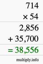 How to calculate 714 times 54 using long multiplication