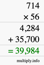 How to calculate 714 times 56 using long multiplication