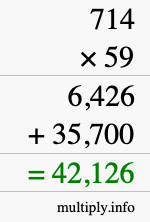 How to calculate 714 times 59 using long multiplication