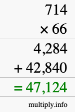 How to calculate 714 times 66 using long multiplication