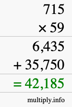 How to calculate 715 times 59 using long multiplication