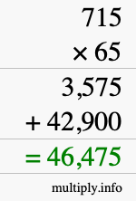 How to calculate 715 times 65 using long multiplication