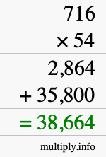 How to calculate 716 times 54 using long multiplication