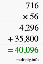 How to calculate 716 times 56 using long multiplication