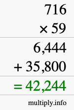 How to calculate 716 times 59 using long multiplication