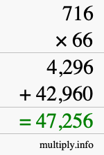 How to calculate 716 times 66 using long multiplication