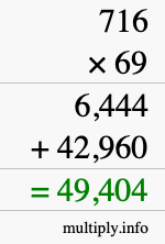 How to calculate 716 times 69 using long multiplication