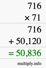 How to calculate 716 times 71 using long multiplication