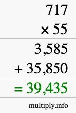 How to calculate 717 times 55 using long multiplication How to calculate 717 times 55 using long multiplication