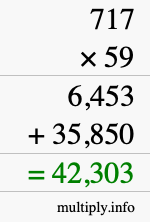 How to calculate 717 times 59 using long multiplication