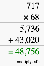 How to calculate 717 times 68 using long multiplication