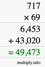 How to calculate 717 times 69 using long multiplication