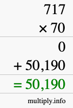 How to calculate 717 times 70 using long multiplication