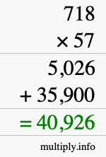 How to calculate 718 times 57 using long multiplication