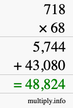 How to calculate 718 times 68 using long multiplication