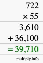 How to calculate 722 times 55 using long multiplication How to calculate 722 times 55 using long multiplication