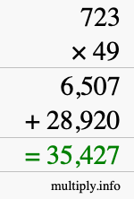How to calculate 723 times 49 using long multiplication How to calculate 723 times 49 using long multiplication