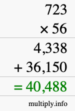 How to calculate 723 times 56 using long multiplication