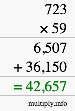 How to calculate 723 times 59 using long multiplication