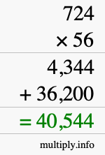 How to calculate 724 times 56 using long multiplication