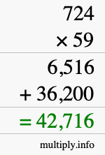 How to calculate 724 times 59 using long multiplication