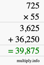 How to calculate 725 times 55 using long multiplication How to calculate 725 times 55 using long multiplication