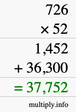 How to calculate 726 times 52 using long multiplication How to calculate 726 times 52 using long multiplication