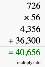 How to calculate 726 times 56 using long multiplication