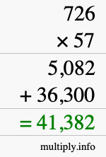 How to calculate 726 times 57 using long multiplication