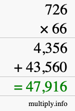 How to calculate 726 times 66 using long multiplication