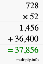 How to calculate 728 times 52 using long multiplication How to calculate 728 times 52 using long multiplication