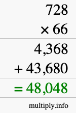 How to calculate 728 times 66 using long multiplication