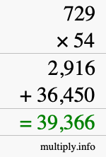 How to calculate 729 times 54 using long multiplication