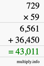 How to calculate 729 times 59 using long multiplication