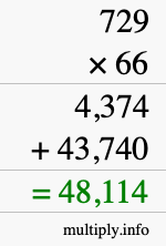 How to calculate 729 times 66 using long multiplication
