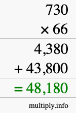 How to calculate 730 times 66 using long multiplication