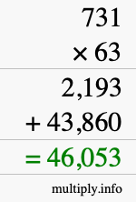 How to calculate 731 times 63 using long multiplication