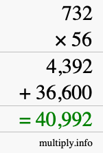 How to calculate 732 times 56 using long multiplication