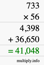 How to calculate 733 times 56 using long multiplication