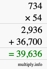 How to calculate 734 times 54 using long multiplication