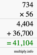 How to calculate 734 times 56 using long multiplication